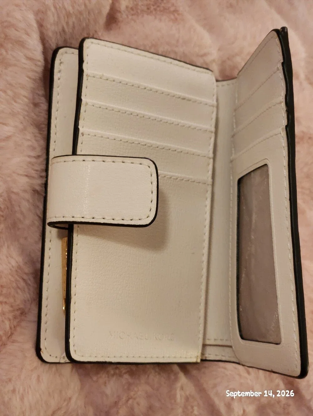Michael Kors Cream Leather Wallet with Gold Logo